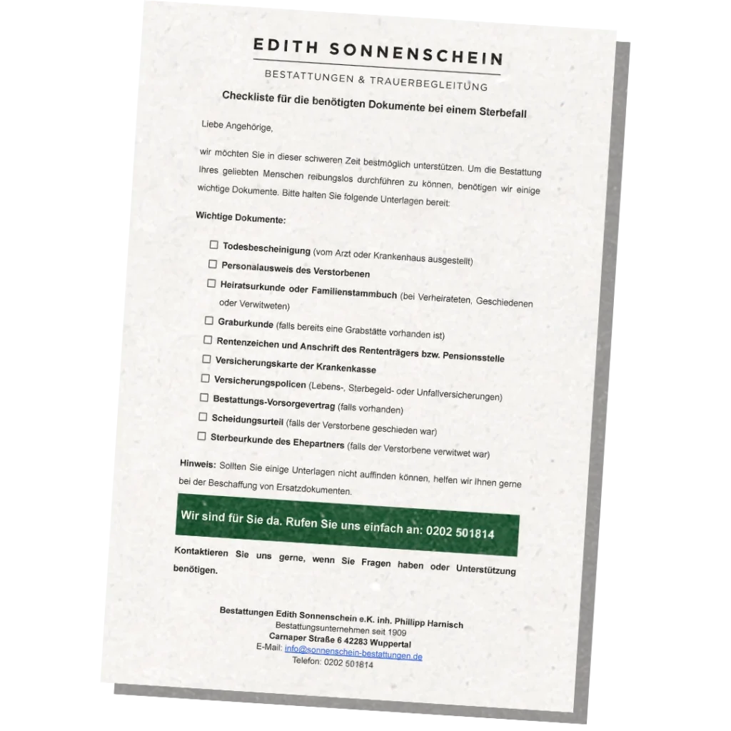 Bestatter Checkliste